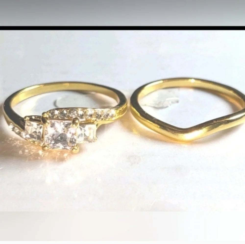 Womens 3ct Princess Cut Lab Created Diamond Halo Duo Wedding Ring Set Sz 10